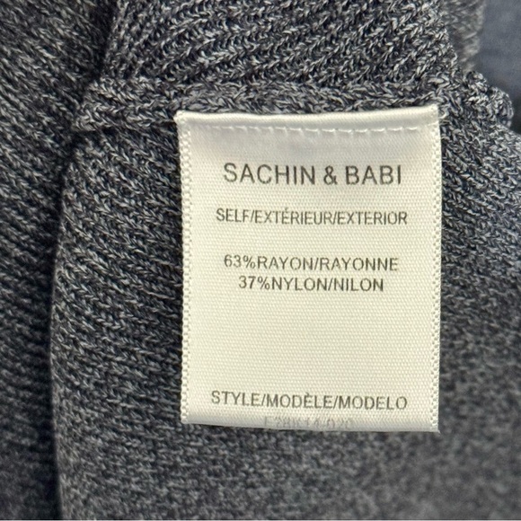 Sachin + Babi Rayon Heather Grey Knit Cascading Ruffles Feminine Dress Sz L - Picture 8 of 9